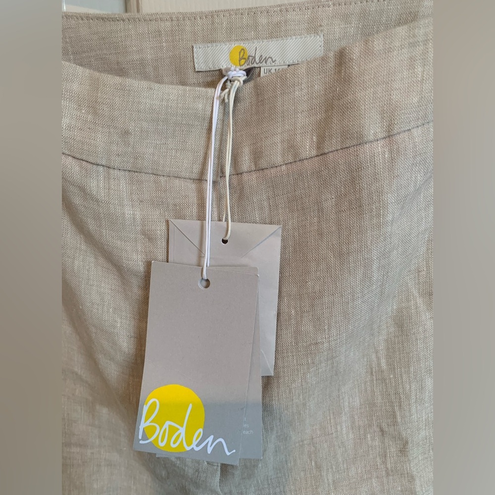 Boden linen pants in oatmeal. NWT. Wide leg perfection. Size 12R. Gorgeous! - Picture 4 of 7